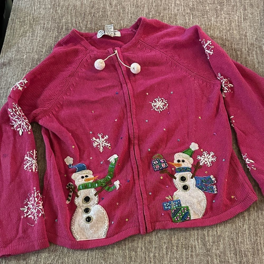 Snowman Pink Cardigan